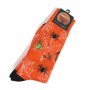 Davco Spider Halloween Socks Orange & Black 6-12